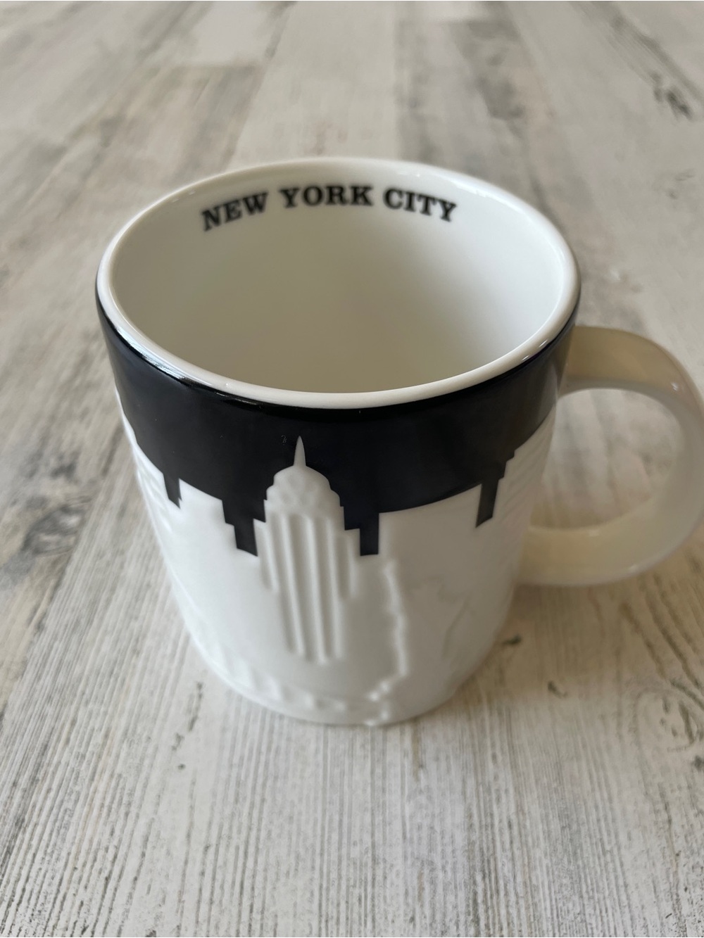 Starbucks Collectors Series New York City Skyline Coffee Mug White & Black Taxi